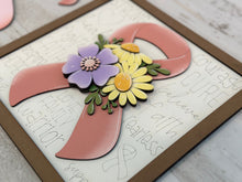 Load image into Gallery viewer, Cancer Floral Ribbon Sign File SVG, Glowforge, Awareness, Fundraiser, LuckyHeartDesignsCO