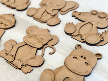 Load image into Gallery viewer, Standing Zoo Jungle Animal File SVG, Zoo Nursery Circus Tiger Elephant, Alligator, Giraffe, Sloth Tiered Tray Glowforge, LuckyHeartDesignsCo