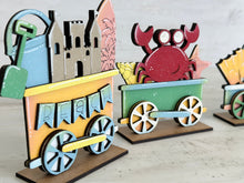 Load image into Gallery viewer, Summer Standing Train File SVG, Fireworks, Beach, Watermelon, Strawberry, Lemon, Icecream, Tiered Tray Glowforge, LuckyHeartDesignsCo