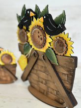 Load image into Gallery viewer, Sunflowers Crows For The Flower Basket Interchangeable File SVG, Flower, Floral, Summer, Fall Tiered Tray, Glowforge, LuckyHeartDesignsCo