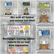 Load image into Gallery viewer, Porch Welcome Sign For The Flower Basket Interchangeable File SVG, (Use with Amimal Hat Files Too), Home Sign Glowforge, LuckyHeartDesignsCo