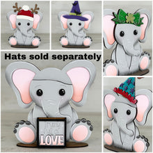 Load image into Gallery viewer, Elephant Animal Hats Interchangeable MINI File SVG, Seasonal Leaning sign,Christmas,Holiday, Zoo, Tiered Tray Glowforge, LuckyHeartDesignsCo