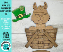 Load image into Gallery viewer, Llama Animal Hats Flower Basket Interchangeable File SVG, Christmas, Fall, Halloween, Tiered Tray, Glowforge, LuckyHeartDesignsCo