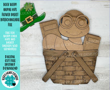 Load image into Gallery viewer, Book Worm Animal Hats Flower Basket Interchangeable File SVG, Farm, Christmas, Fall, Halloween, Tiered Tray, Glowforge, LuckyHeartDesignsCo