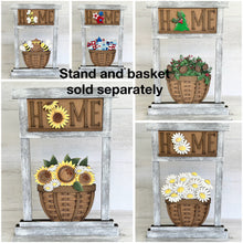 Load image into Gallery viewer, Porch Welcome Sign Rectangle Interchangeable Leaning Sign File SVG, Flower Basket, Seasonal Home Sign, Holiday Shapes, LuckyHeartDesignsCo