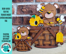 Load image into Gallery viewer, Bear Honey For The Flower Basket Interchangeable File SVG, Bee, Original and TINY Summer, Tiered Tray, Glowforge, LuckyHeartDesignsCo