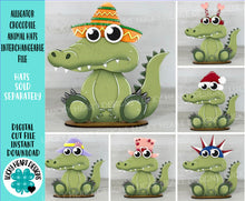 Load image into Gallery viewer, Alligator Crocodile Animal Hats Interchangeable MINI File SVG, Seasonal Leaning, Christmas, Holiday, Tiered Glowforge, LuckyHeartDesignsCo