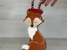 Load image into Gallery viewer, Fox Animal Hats Interchangeable MINI File SVG, Seasonal Leaning sign, Christmas, Holiday, Pet, Tiered Tray Glowforge, LuckyHeartDesignsCo