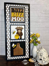 Load image into Gallery viewer, Highland Bee Interchangeable Leaning Sign File SVG, Cow, Farm, Honey, Glowforge, LuckyHeartDesignsCo
