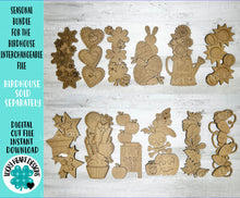 Load image into Gallery viewer, Seasonal Bundle for the Birdhouse Interchangeable File SVG, Glowforge, Holiday Shapes, Christmas, Spring, Bird house, LuckyHeartDesignsCo
