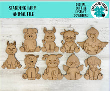 Load image into Gallery viewer, Standing Farm Animal File SVG, Zoo, Nursery, Circus, Highland Cow, Horse, Pig, Chicken, Goat Farm Tiered Tray Glowforge, LuckyHeartDesignsCo
