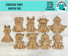 Load image into Gallery viewer, Standing Farm Animal File SVG, Zoo, Nursery, Circus, Highland Cow, Horse, Pig, Chicken, Goat Farm Tiered Tray Glowforge, LuckyHeartDesignsCo