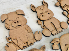 Load image into Gallery viewer, Standing Farm Animal File SVG, Zoo, Nursery, Circus, Highland Cow, Horse, Pig, Chicken, Goat Farm Tiered Tray Glowforge, LuckyHeartDesignsCo