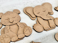 Load image into Gallery viewer, Standing Zoo Jungle Animal File SVG, Zoo Nursery Circus Tiger Elephant, Alligator, Giraffe, Sloth Tiered Tray Glowforge, LuckyHeartDesignsCo