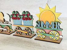 Load image into Gallery viewer, Summer Standing Train File SVG, Fireworks, Beach, Watermelon, Strawberry, Lemon, Icecream, Tiered Tray Glowforge, LuckyHeartDesignsCo
