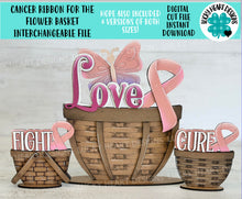 Load image into Gallery viewer, Cancer Ribbon For the Flower Basket Inteerchangeable Sign File SVG, TINY, Fundraiser, Glowforge, Awareness, Fundraiser, LuckyHeartDesignsCO