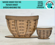 Load image into Gallery viewer, Wicker Basket For The Flower Basket Interchangeable (Original and TINY) File SVG, Vase, Flower, Seasonal, Glowforge, LuckyHeartDesignsCo