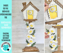 Load image into Gallery viewer, Daisies for the Birdhouse Interchangeable File SVG, Glowforge, Fall, Seasonal, Holiday Shapes, Spring, Bird house, LuckyHeartDesignsCo