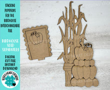 Load image into Gallery viewer, Stacking Pumpkins for the Birdhouse Interchangeable File SVG, Glowforge, Fall, Seasonal, Holiday Shapes, Cornstalk, LuckyHeartDesignsCo