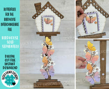 Load image into Gallery viewer, Butterflies for the Birdhouse Interchangeable File SVG, Glowforge, Spring, Flower, Seasonal, Holiday Shapes, Floral, LuckyHeartDesignsCo