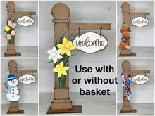 Load image into Gallery viewer, Post Sign Holder For The Birdhouse And Flower Basket Interchangeable File SVG, Glowforge, Seasonal, Holiday Shapes, LuckyHeartDesignsCo
