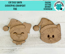 Load image into Gallery viewer, Cat Dog Santa Christmas Ornament File SVG, Glowforge, Pet, LuckyHeartDesignsCo