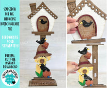 Load image into Gallery viewer, Scarecrow for the Birdhouse Interchangeable File SVG, Glowforge, Fall, Leaf, Seasonal, Holiday Shapes, LuckyHeartDesignsCo