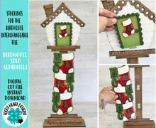 Load image into Gallery viewer, Stockings for the Birdhouse Interchangeable File SVG, Christmas, Santa, Tree Seasonal, Holiday Shapes, Glowforge, Laser, LuckyHeartDesignsCo