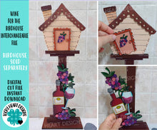 Load image into Gallery viewer, Wine for the Birdhouse Interchangeable File SVG, Glowforge, Fruit, Summer, Seasonal, Holiday, Spring, Bird house, LuckyHeartDesignsCo