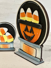 Load image into Gallery viewer, Candy Corn Snow Globe Interchangeable File SVG, TINY Glowforge, Pumpkin Fall, Halloween, Trick Or Treat, Tiered Tray LuckyHeartDesignsCo