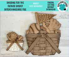 Load image into Gallery viewer, Baseball For The Flower Basket Interchangeable File SVG, TINY, Sports, Summer, Fall Tiered Tray, Glowforge, LuckyHeartDesignsCo