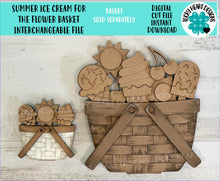 Load image into Gallery viewer, Summer Ice Cream Fun For The Flower Basket Interchangeable File SVG, TINY Sun, Vacation, Summer, Tiered Tray, Glowforge, LuckyHeartDesignsCo