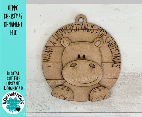 Hippo Christmas Ornament File SVG, Zoo, Hippopotamus, Baby's First Christmas, Glowforge, LuckyHeartDesignsCo