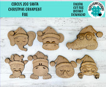 Load image into Gallery viewer, Circus Zoo Ornament File SVG, Glowforge, Bear, Alligator, Elephant, Monkey, Sloth, Giraffe, Baby Christmas, LuckyHeartDesignsCo