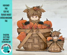 Load image into Gallery viewer, Highland Fall For The Flower Basket Interchangeable File SVG, TINY Leaves Leaf Pumpkin Cow Farm, Tiered Tray, Glowforge, LuckyHeartDesignsCo