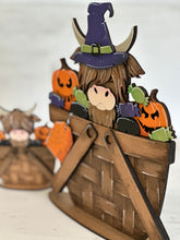 Load image into Gallery viewer, Highland Halloween For The Flower Basket Interchangeable File SVG, TINY Witch, Candy, Cow, Farm, Tiered Tray, Glowforge, LuckyHeartDesignsCo