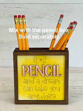 Load image into Gallery viewer, Teacher Pencil Interchangeable leaning sign File SVG, Glowforge School, Apple, Bee, School Gift, LuckyHeartDesignsCo