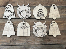 Load image into Gallery viewer, Highland Wreath Christmas Ornament File SVG, Glowforge, Cow, Cowbell, Farm, LuckyHeartDesignsCo