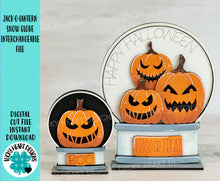 Load image into Gallery viewer, Jack-o-Lantern Snow Globe Interchangeable File SVG, TINY Glowforge, Pumpkin Fall, Halloween, Trick Or Treat, Tiered Tray LuckyHeartDesignsCo