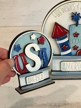Load image into Gallery viewer, Firework Fourth of July Snow Globe Interchangeable File SVG, TINY Glowforge, Summer, America, USA, Tiered Tray LuckyHeartDesignsCo