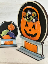Load image into Gallery viewer, Trick Or Treat Snow Globe Interchangeable File SVG, TINY Glowforge, Pumpkin Fall, Halloween, Candy, Tiered Tray LuckyHeartDesignsCo