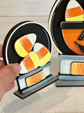 Load image into Gallery viewer, Candy Corn Snow Globe Interchangeable File SVG, TINY Glowforge, Pumpkin Fall, Halloween, Trick Or Treat, Tiered Tray LuckyHeartDesignsCo