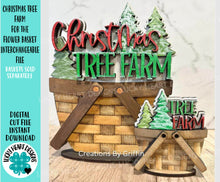Load image into Gallery viewer, Christmas Tree Farm For The Flower Basket Interchangeable File SVG, TINY Holiday, Tiered Tray, Glowforge, LuckyHeartDesignsCo