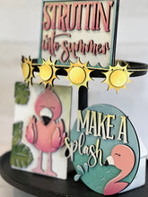 Load image into Gallery viewer, Flamingo Summer Quick and Easy Tiered Tray File SVG, Sun, Pool, Tropical, Beach Tier Tray Glowforge, LuckyHeartDesignsCo
