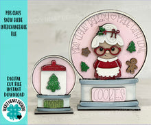 Load image into Gallery viewer, Mrs. Claus Christmas Snow Globe Interchangeable File SVG, TINY, Cookies, Glowforge, Bakery, Santa, Tiered Tray LuckyHeartDesignsCo
