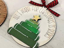 Load image into Gallery viewer, Christmas Book Ornament File SVG, Glowforge Teacher Gift, Apple, School, Classroom, Reading, LuckyHeartDesignsCo