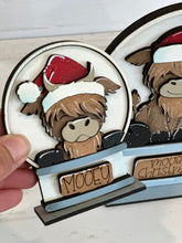 Load image into Gallery viewer, Highland Christmas Snow Globe Interchangeable File SVG, TINY, Cow Farm, Glowforge, Santa, Tiered Tray LuckyHeartDesignsCo