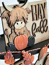 Load image into Gallery viewer, Highland Fall Quick and Easy Tiered Tray File SVG, Glowforge Farm, Cow, Pumpkin, Leaves, Leaf, Fall, LuckyHeartDesignsCo