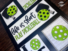 Load image into Gallery viewer, Pickleball Interchangeable Leaning Sign File SVG, Sports, Tiered Tray Glowforge, LuckyHeartDesignsCo