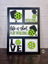 Load image into Gallery viewer, Pickleball Interchangeable Leaning Sign File SVG, Sports, Tiered Tray Glowforge, LuckyHeartDesignsCo